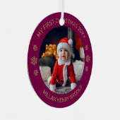 Custom Photo Metal Circle Christmas Ornament Aus Metall (Vorderseite Rechts)