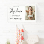 Custom photo Modern Script Baby Shower Welcome  Banner (Insitu)