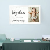 Custom photo Modern Script Baby Shower Welcome  Banner (Messeveranstaltung)