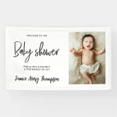 Custom photo Modern Script Baby Shower Welcome  Banner (Horizontal)