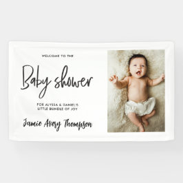 Custom photo Modern Script Baby Shower Welcome  Banner