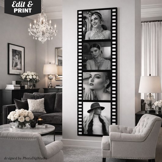 Custom Photo Movie Strip Poster, Hollywood Party Poster