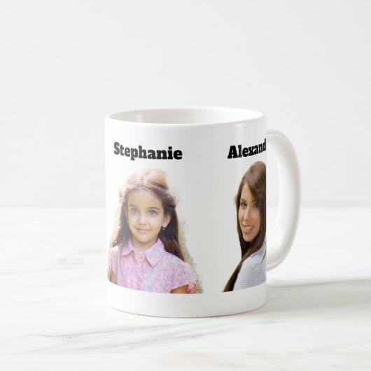 Custom Photo Mug 3 Photo Face Cutout Kaffeetasse (VorderseiteRechts)