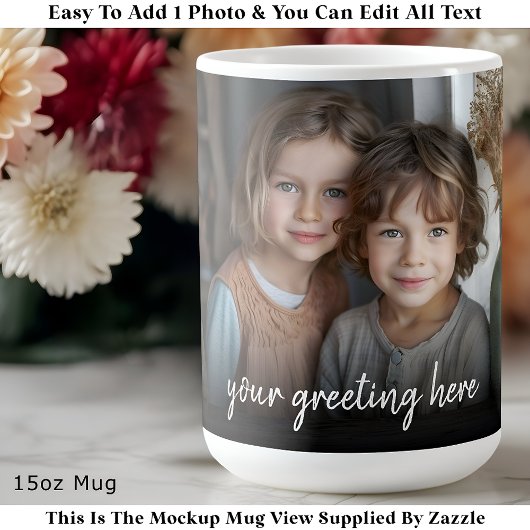 Custom Photo Mug Family, Modern One Photo Easy Kaffeetasse