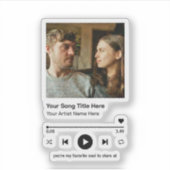 Custom Photo Music Player Personalized Song Gift Aufkleber (Vorderseite)