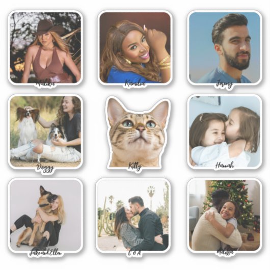 Custom Photo Name Advent Calendar Stickers -9 Pack Aufkleber (Vorderseite)