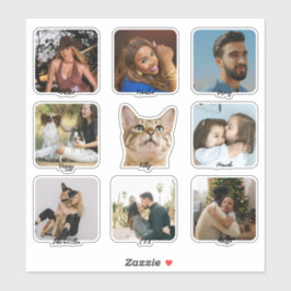 Custom Photo Name Advent Calendar Stickers -9 Pack Aufkleber
