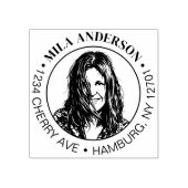 Custom Photo, Name and Return Wood Address  Gummistempel (Prägung)