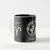 Custom Photo & Name Aries Zodiac Coffee Mug Zweifarbige Tasse (Vorderseite Links)