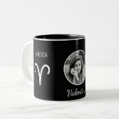 Custom Photo & Name Aries Zodiac Traits Mug Zweifarbige Tasse (Vorderseite Links)
