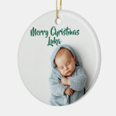 Custom Photo & Name Holiday Christmas Ornament (Links)