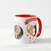 Custom Photo & Name Valentine's Cat Mom Gift Tasse (VorderseiteRechts)