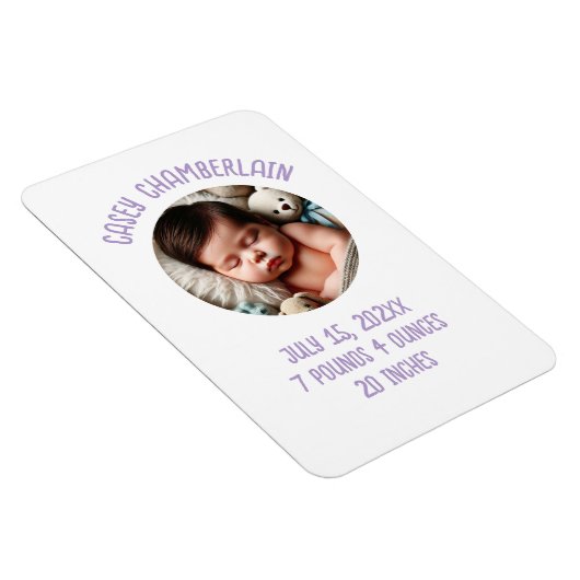 custom photo newborn baby announcement magnet (Rechte Seite)