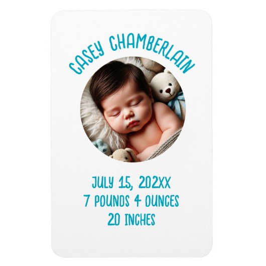 custom photo newborn baby announcement magnet (Vertikal)
