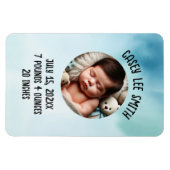 custom photo newborn baby blue watercolor magnet (Horizontal)