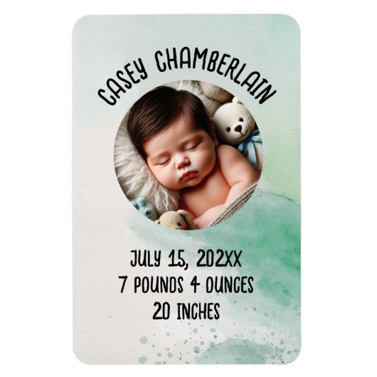 custom photo newborn baby watercolor splash magnet (Vertikal)