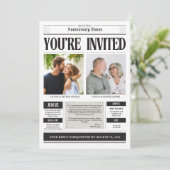 Custom photo newspaper anniversary einladung (Stehend Vorderseite)
