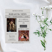 Custom Photo Newspaper Style Birthday Invitation Einladung