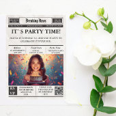 Custom Photo Newspaper Style Birthday Invitation Einladung