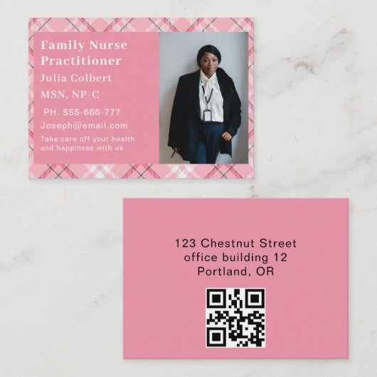 Custom Photo Nurse Practitioner QR Code Visitenkarte (Vorne/Hinten)