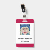 Custom Photo or Logo Text Business Badge Template Ausweis (Vorderseite mit Clip)