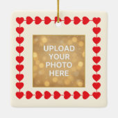 Custom Photo Ornament – Red Heart Frame (Rückseite)