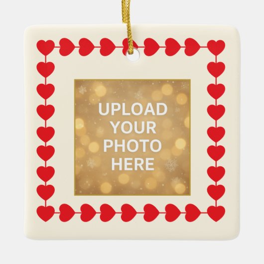 Custom Photo Ornament – Red Heart Frame (Vorderseite)