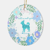 Custom Photo Pastel Blue Chihuahua & Floral Keramik Ornament (Links)