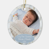 Custom Photo Pastel Blue Gray Marble Pattern 2025 Keramik Ornament (Links)