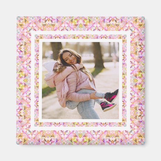 Custom Photo Pastel Pink Happy Green Mother’s Day Magnet (Vorne)
