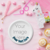 Custom Photo – Personalized blue text  Pappteller (Party)