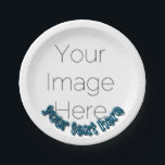 Custom Photo – Personalized blue text Pappteller<br><div class="desc">Bring personality and fun to your next celebration with this Custom Photo Paper Plate! Upload one favorite picture and add your own funky text to create a bold, colorful design that’s sure to make guests smile. Perfect for birthdays, graduations, or any party that needs a personal, playful touch. ✨ Features:...</div>