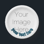 Custom Photo – Personalized blue text  Pappteller<br><div class="desc">Bring personality and fun to your next celebration with this Custom Photo Paper Plate! Upload one favorite picture and add your own funky text to create a bold, colorful design that’s sure to make guests smile. Perfect for birthdays, graduations, or any party that needs a personal, playful touch. ✨ Features:...</div>