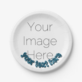 Custom Photo – Personalized blue text Pappteller