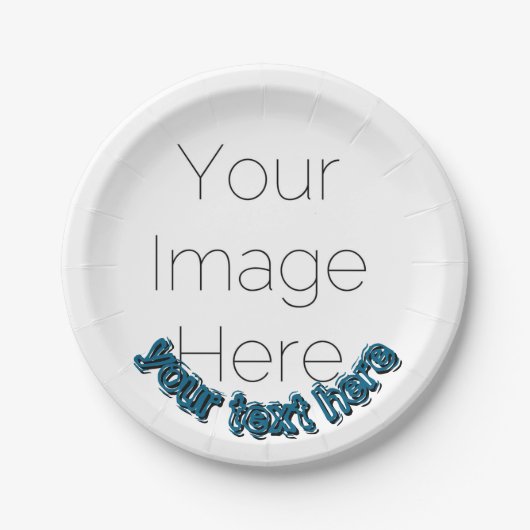 Custom Photo – Personalized blue text  Pappteller (Vorderseite)