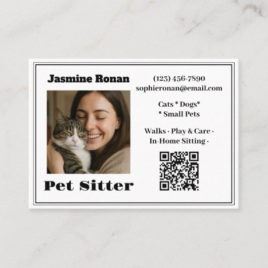 Custom Photo Pet Sitter Business Card Visitenkarte (Vorderseite)