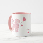 Custom Photo Poodle Valentine Mug with Name Tasse (Vorderseite Links)