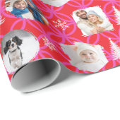 Custom Photo Red Christmas Holiday Geschenkpapier (Rolleneckpunkt)