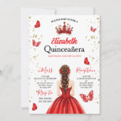 Custom Photo Red Royal Quinceañera Invitation Einladung (Vorderseite)