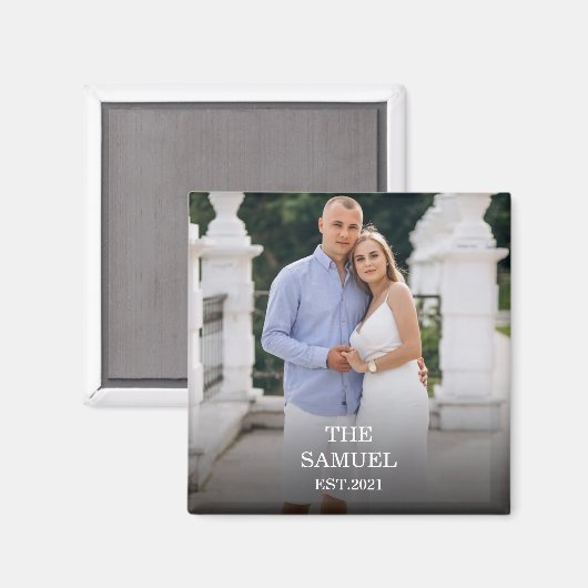 Custom Photo Romantic Keepsake with Names & Date Magnet (Vorderseite/Rückseite)