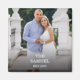 Custom Photo Romantic Keepsake with Names & Date Magnet