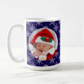 Custom Photo Santa Baby Snowflakes & Blue BKGRD Kaffeetasse (Links)