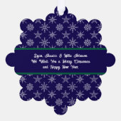 Custom Photo Santa Baby Snowflakes & Blue Paper Ornament Karte (Rückseite)