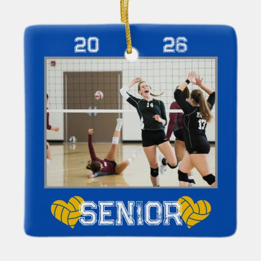 Custom Photo Senior Year Volleyball  Keramikornament (Vorderseite)