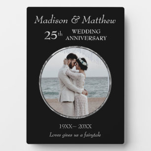 Custom Photo Silver & Black Anniversary Plaque Fotoplatte