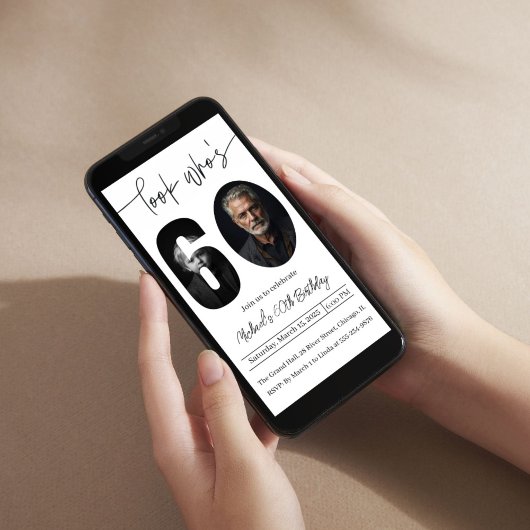 Custom Photo Sixty Birthday Invitation For Adults Einladung