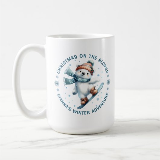 Custom Photo Snowboarding Polar Bear Kaffeetasse (Links)