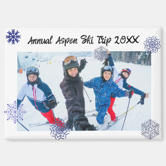 Custom Photo Snowflake Rectangle Travel Magnet