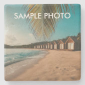 Custom Photo Stone Coaster – Beach Steinuntersetzer (Vorderseite)