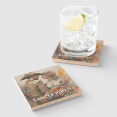 Custom Photo Stone Coaster – Wedding Steinuntersetzer (Seitenansicht)